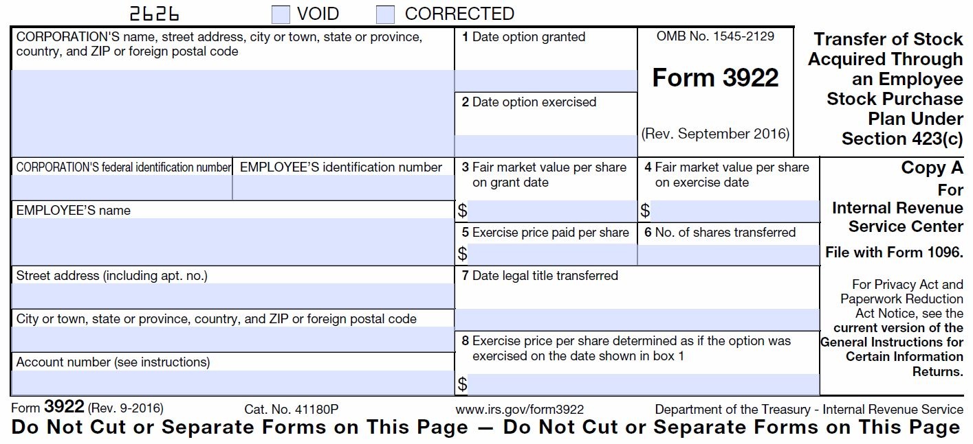 Form 3922 Tax Reporting